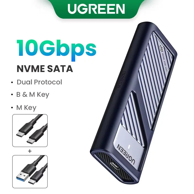 Ugreen m2 ssd caso m.2 nvme ssd ssd gabinete adaptador 10gbps usb 3.2 gen2 usb c